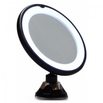 UNIQ LED Spegel med Sugkopp & 10x förstoring - Svart